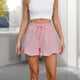 thumbnail image 3 of Pantalones Cortos Casuales Pantalones cortos casuales para mujer Pantalones cortos sueltos de lino y algodón a la moda (Rosa XL) Ygjytge para Mujer Rosa T S, 3 of 6