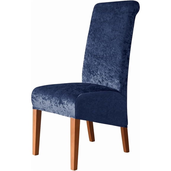 Velvet XL Dining Chair Covers - Stretch Chair Slipcovers, Spandex Parson Chair Slipcovers for Dining Room, Wedding, Ceremony, Banquet - Navy Blue - 4 Pieces