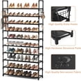 thumbnail image 5 of MMIZTFC 10 Tier Shoe Rack Tall Large Capacity Wide Shoe Organizer with Two Hooks Sturdy Metal Shoe Shelf for Entryway, Closet, Bedroom, 5 of 9