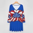 thumbnail image 4 of American Flag Blue Red White Long Sleeve Dresses For Women Vintage Elegant Party Dress Oversized V-neck Dress S-8XL, 4 of 7