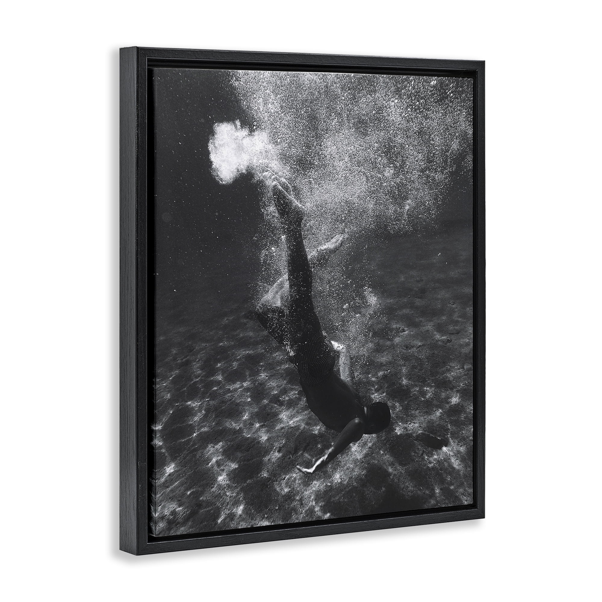 Stupell Industries Deep Ocean Diving Novelty Photography Black Floater Framed Canvas Art Print Wall Art, 17 x 21