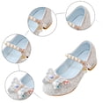 thumbnail image 4 of Quealent Girls Sparkle Princess Dress Shoes Bow Wedding Party Flower Bridesmaids Mary Jane Ballet Flats for Kid Toddler Silver for Size 2, 4 of 7