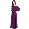 thumbnail image 6 of KOH KOH Long One Off Shoulder Flowy Casual 3/4 Short Sleeve Full Floor Length Cocktail Evening Wedding Party Guest Sexy Tall Maxi Dress Gown For Women Purple Large US 12-14 NT001, 6 of 6