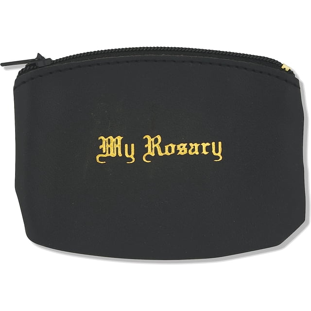 Good Shepherd Creations Traditional Rosary Pouch with Embossed My Rosary (Black)
