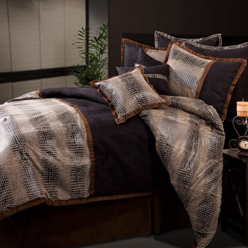 Veratex Pretoria 8Piece Comforter Set, Brown and Black