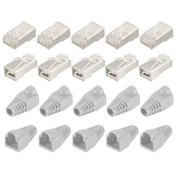RJ45 Cat6 Shielded Connectors RJ45 Ends Shield Modular 8P8C Connector with Light Grey Boots Cover 20pcs