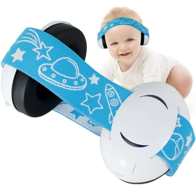 Écouteurs Antibruit pour Bébé avec Sangle Élastique, Coussinets d'Oreille Ajustables à Réduction de Bruit pour Bébés et Tout-Petits