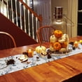 thumbnail image 4 of Table Runner Dresser Scarves 90 Inch Long,Thanksgiving Autumn White Pumpkin Linen Dining Table Runners Flower Leaves Berry on Wood Tabletop Scarf for Wedding Holiday Party Kitchen, 4 of 9