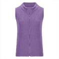 thumbnail image 3 of Idoravan Womens Fleece Sleeveless Jacket,Women Pure Color Sleeveless Plush Vest Cardigan Jacket Versatile Zipper Blouse Purple L, 3 of 5
