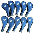thumbnail image 2 of Almencla 10 Pieces Colorful Golf Iron Headcover Set Golf Club Head Cover Sticky Protector Black and Blue Side, 2 of 8