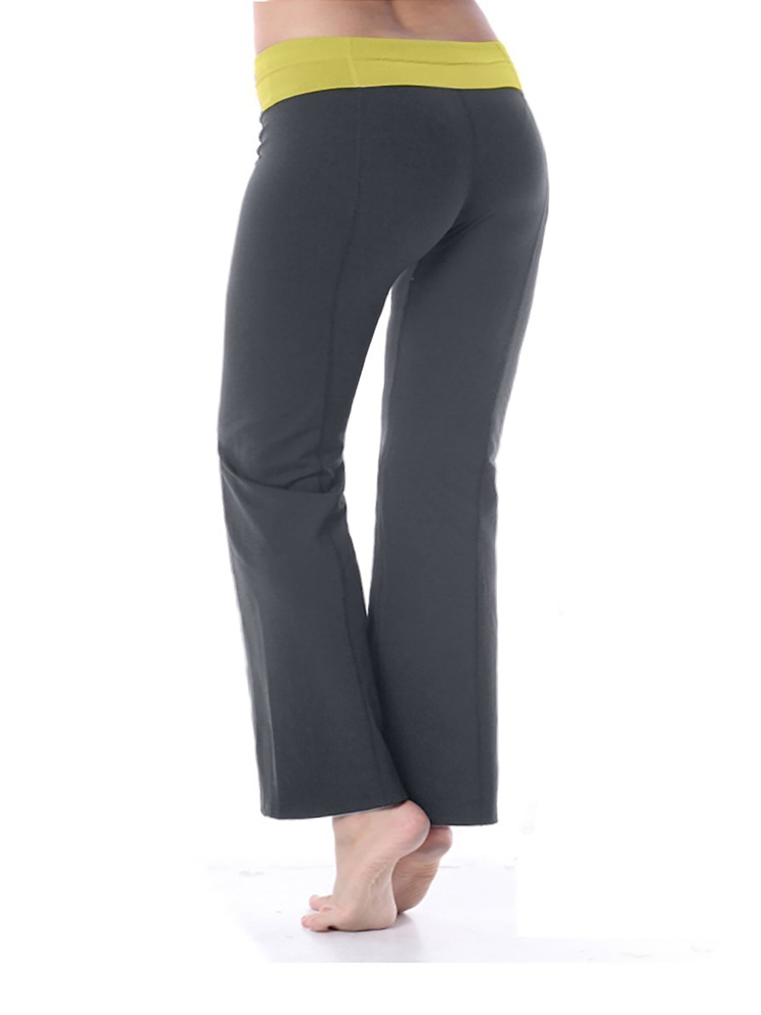 Bootcut Yoga Pants Cotton with Contrast Waistband - Walmart.com