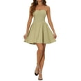 thumbnail image 3 of INSPIRE CHIC Women's Dress Sweetheart Neck Strapless Zipper Mini Flare Dress Camel S, 3 of 7