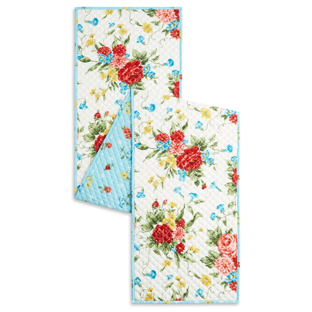 The Pioneer Woman Sweet Rose Quilted Table Runner, 14"x72", Multicolor