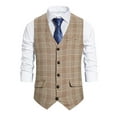 thumbnail image 1 of Gvmfive Men Check Print V Neck Single-Breasted Slim Fit Fashion Suit Vest, 1 of 4