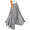 thumbnail image 2 of JIANJIA Womens Skirts Autumn Winter Chiffon Plaid Print High Waist Loose Fit Maxi Skirt Sportwear, 2 of 6