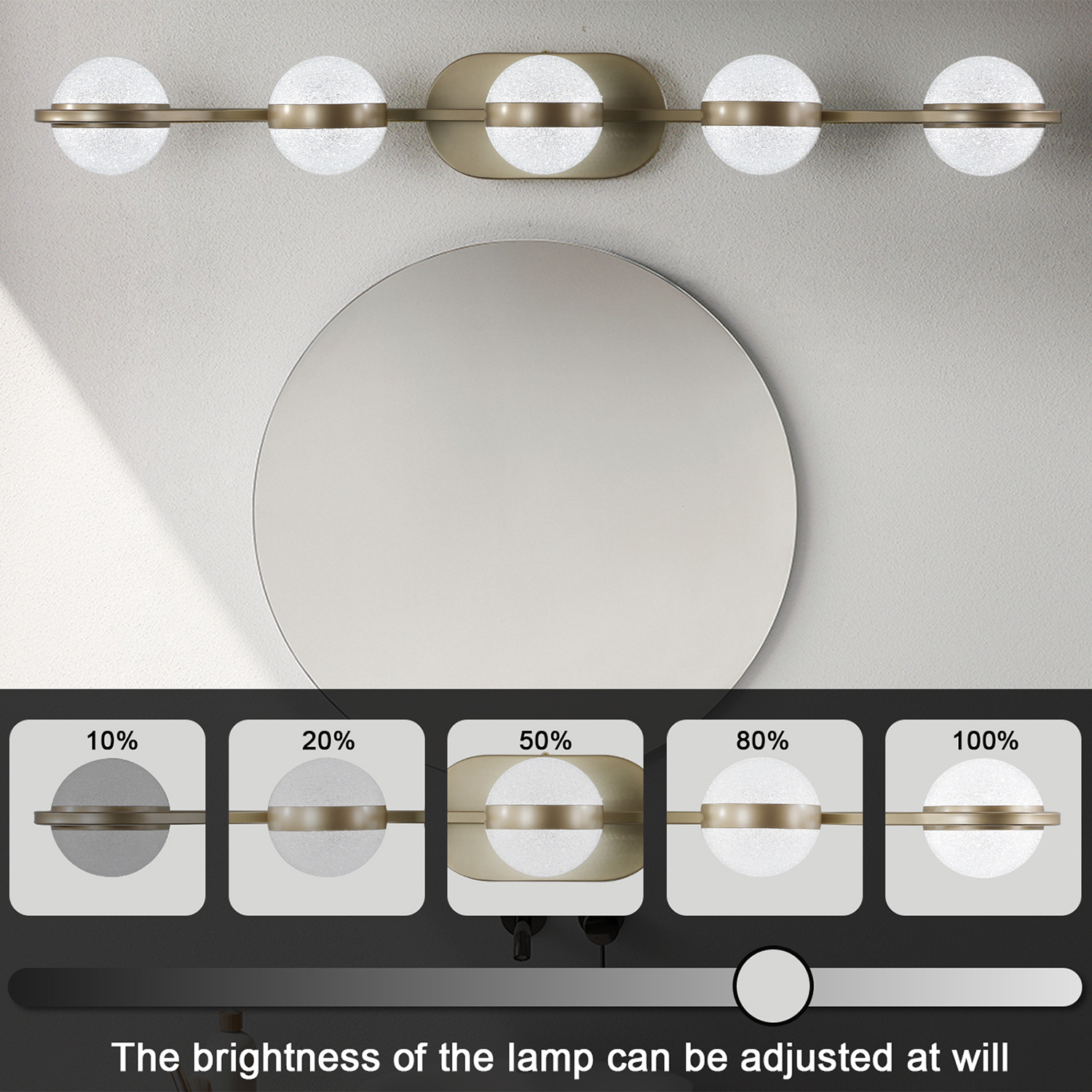Round Ball Vanity Light 1950lumens,Creative Design Bathroom Lighting Fixture