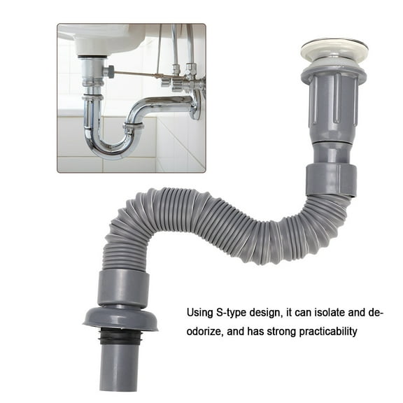 Cergrey Bathroom Drain Pipe,Drain Pipe,Bathroom Universal Wash Basin Sink Drain Pipe S-Tube Down Waste Pipe Plumbing Accessories