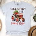 thumbnail image 1 of Sleighin’ It Farm Style Shirt | Red Tractor Country Christmas Tee, Ash, Size M, 1 of 6
