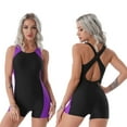 thumbnail image 6 of Doomiva Women's Boyleg Swimsuit One Piece Criss Cross Back Swimwear Bodysuit Purple S, 6 of 7