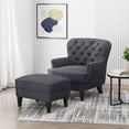 thumbnail image 4 of Noble House Caleb Indoor Fabric Club Chair and Ottoman Set, Gray, 4 of 10