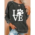 thumbnail image 4 of XCHQRTI Dog Mom Sweatshirt Women Dog Paw Pullover Graphic Long Sleeve Drop Shoulder Sweatshirt Top, 4 of 4