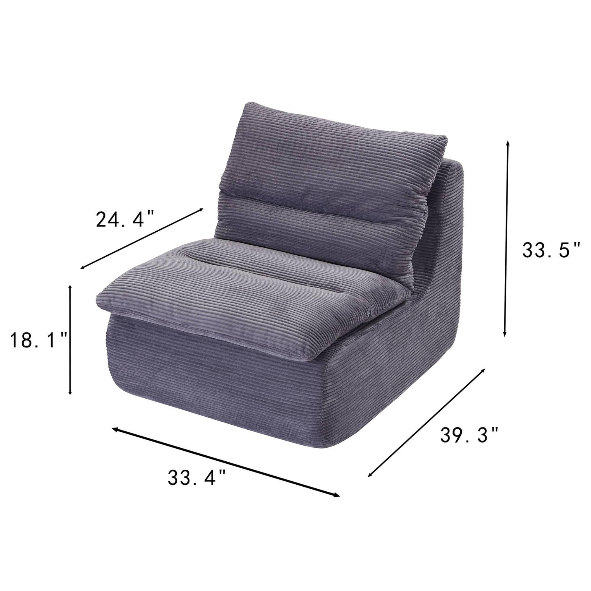 TrumanPick Bean Bag Chairs for Adults, Cloud Floor Sofa Couch Foam Lounge Chair for Living Room, Grey