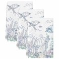 thumbnail image 2 of Turtle Coastal Kitchen Towels Set of 3, Nautical Summer Beach Coral Jellyfish Shell Absorbent Dish Towels for Kitchen, Microfiber Hand Towel, Quick Drying Tea Towel for Cleaning Decorative Dishcloths, 2 of 7