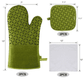 thumbnail image 2 of 6 - Piece Thickened Oven Mitts & Pot Holders Set, 500℉ Heat - Resistant, Extra Long with Non - Slip Silicone Surface, Green Kitchen Gloves for Cooking, 2 of 6