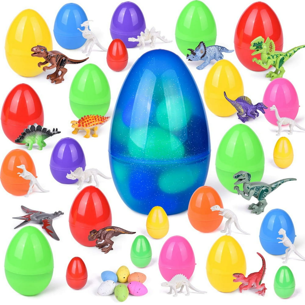 25 PCs Easter Eggs with Dinosaur Toys, Easter Basket Stuffers for