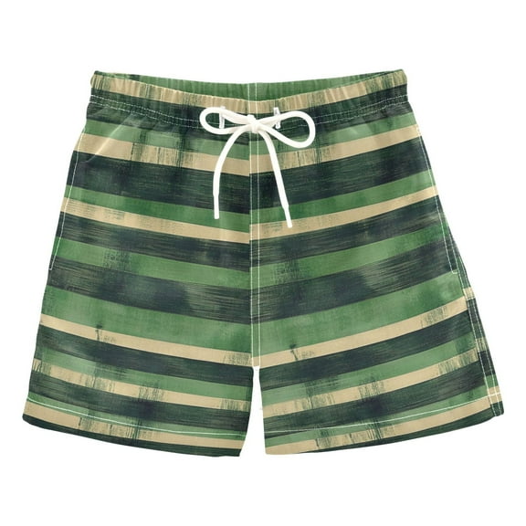 Green Lines Blurred Boys Swim Trunks Quick Dry Boy Swim Shorts for 3-14 Years