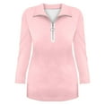 thumbnail image 3 of YEJIMAN Pink Womens Tshirts Cotton, Polyester,Spandex Shirt Women, Women's V Neck 3/4 Sleeve Tops Quarter Zip Collared Shirts Shirts Summer Tees, 3 of 3