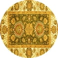 thumbnail image 1 of Ahgly Company Indoor Round Oriental Yellow Traditional Area Rugs, 6' Round, 1 of 4