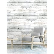 Haokhome Peel and Stick Wood Plank Wallpaper Self-Adhesive Shiplap Light Grey/White/Blue Distressed Wood Wall Decor 17.7x 19.7ft