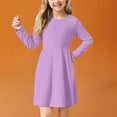 thumbnail image 5 of BAnala Girls Long Sleeve T Shirt Dresses Kids Fall A Line Skater Dresses 3 to 18 Years (Light Purple,4-5 Years), 5 of 7