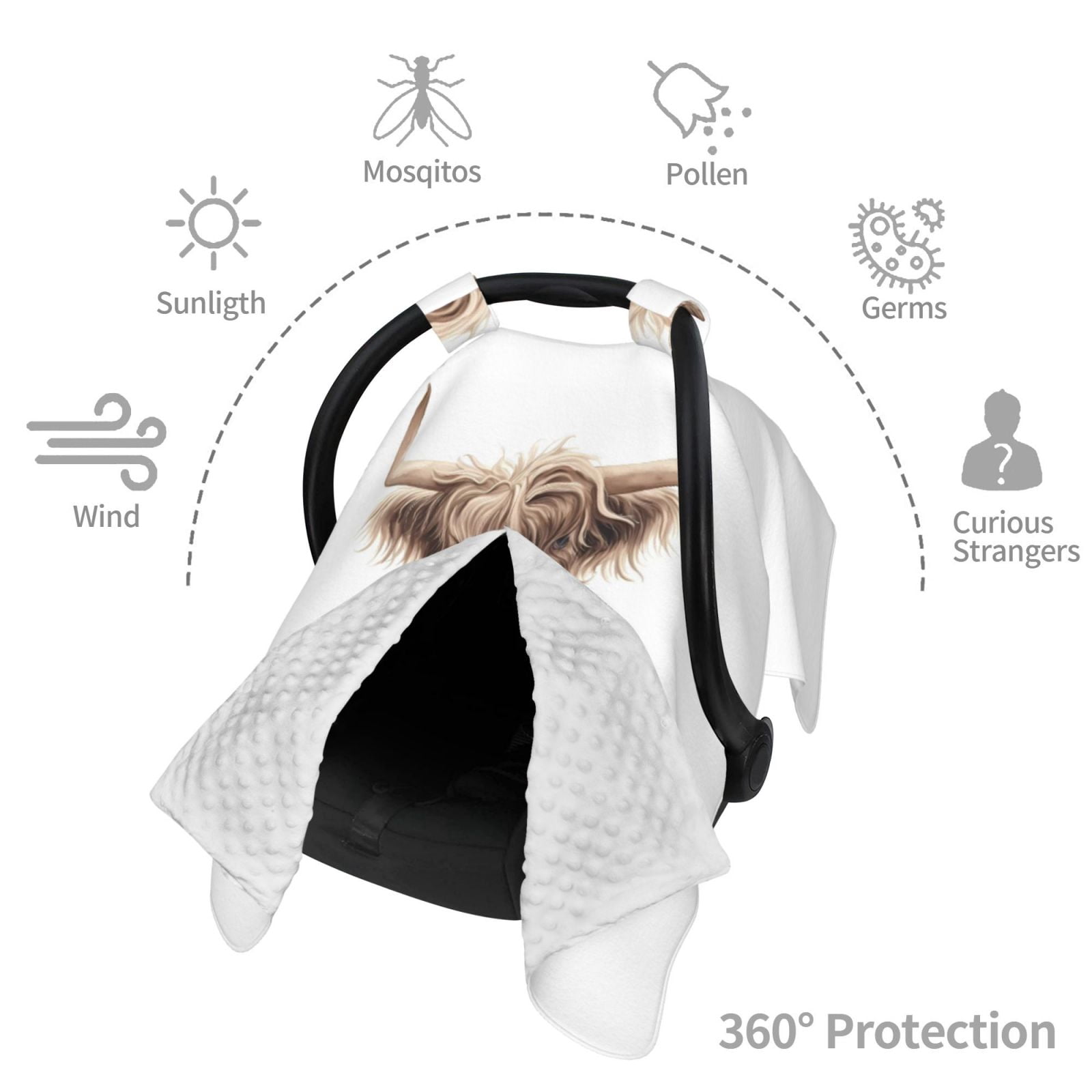 Car Seat Cover Baby - Relaxed Cute Cow Reading Breathable Infant Car Seat Cover for Baby Carseat, Lightweight Comfort Baby Essentials Must Haves Newborn Stuff for Girl Boy