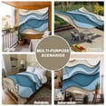 thumbnail image 6 of Blue Beige Ombre Large Tapestry for Bedroom Wall Hanging Tapestry, Geometric Moire Abstract Modern Ceiling Backdrop Tapestries Poster Blanket Wall Decor for Teens Room Living Room Dorm 86" x 104", 6 of 8