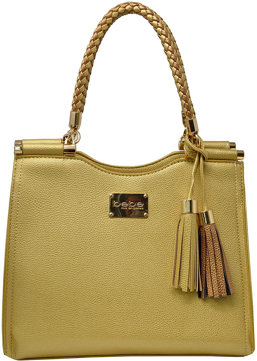 Bebe Women S Natalie Shopper Handbag Tote Shoulder Bag With Braided Handle Gold Large Shoulder Tote Bag Crafted From Refined And Durable Faux Leather With The By Brand Bebe Walmart Com Walmart Com