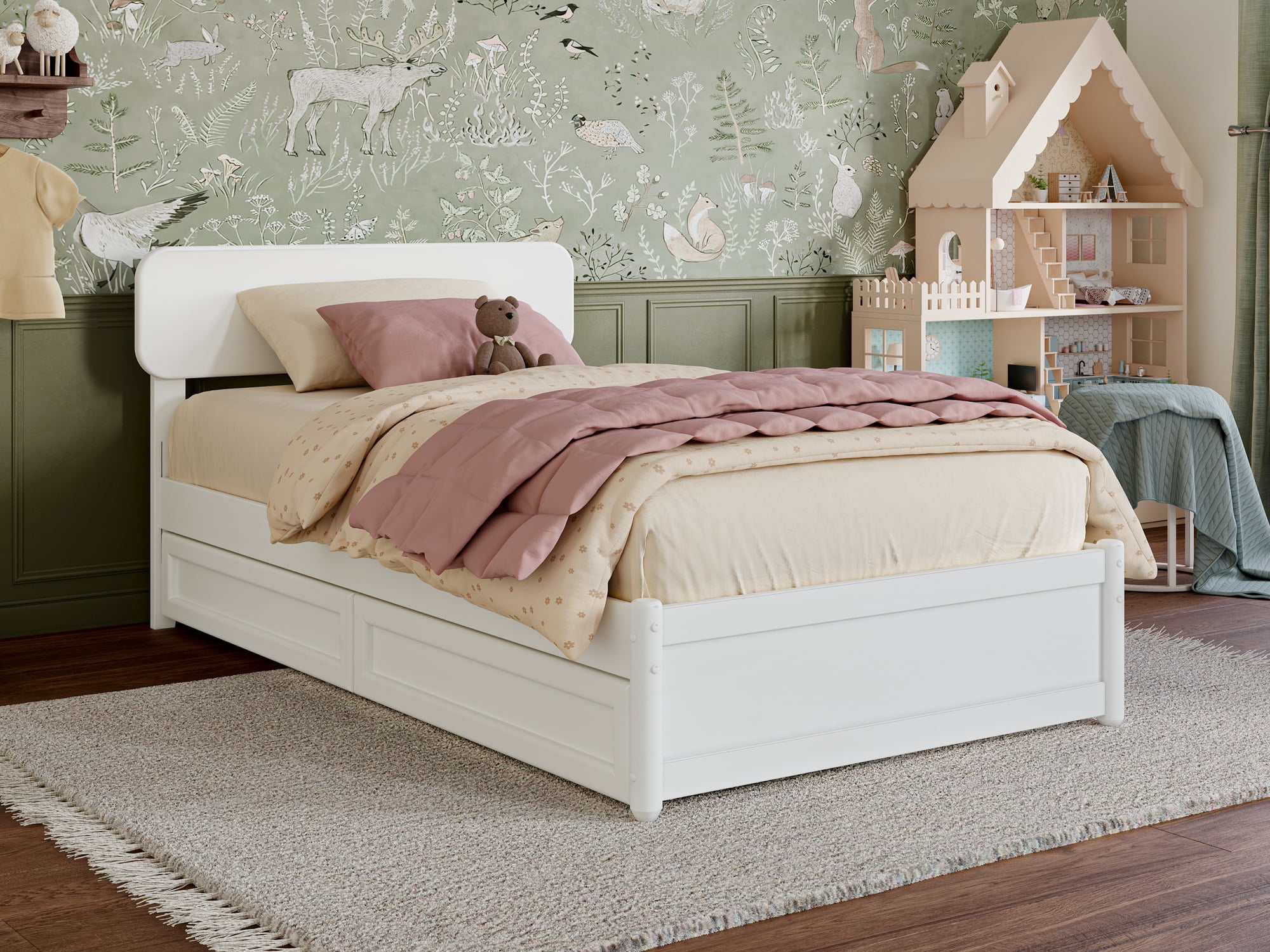 AFI Capri Twin Solid Wood Platform Bed with Panel Footboard