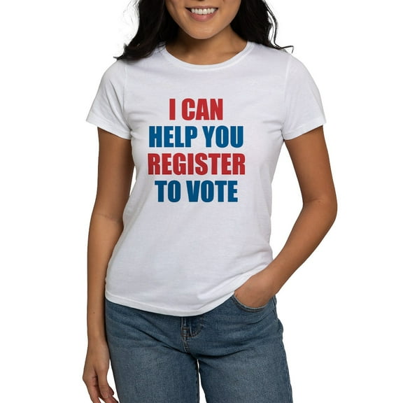 CafePress - I CAN HELP YOU REGISTER TO VOTE VOLUNTEER VOTER T - Women's Classic T-Shirt