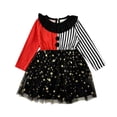 thumbnail image 3 of Y-Sunset Girls Halloween Dress, Long Sleeve Patchwork Striped Dress, Gold Star Tulle Tutu Halloween Outfit, For Trick Or Treat Party Photo Carnival Play(Black1/4-5 Years), 3 of 8