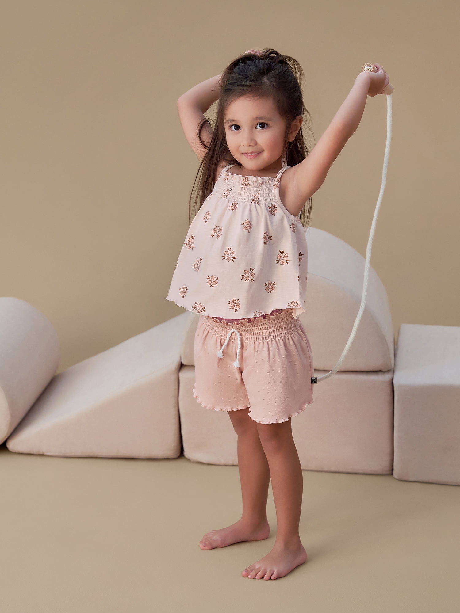 Modern Moments by Gerber Toddler Girl Organic Smocked Wide Leg Short, Sizes 12M-5T