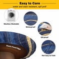 thumbnail image 3 of Elastic Fitted Round Tablecloth, Navy Blue Moire Waterproof Stretch Table Cover for 45"-54" Tables, Modern Abstract Art Washable Outdoor Tablecloths for Patio, Picnic, Camping, 3 of 9