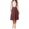 thumbnail image 1 of Falda de tirantes de tartán para mujer Inspire Chic, vintage, de cintura alta, estilo A-line, midi, color rosa, 1 of 6