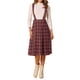 thumbnail image 1 of Falda de tirantes de tartán para mujer Inspire Chic, vintage, de cintura alta, estilo A-line, midi, vestido overall XL rosa, 1 of 6