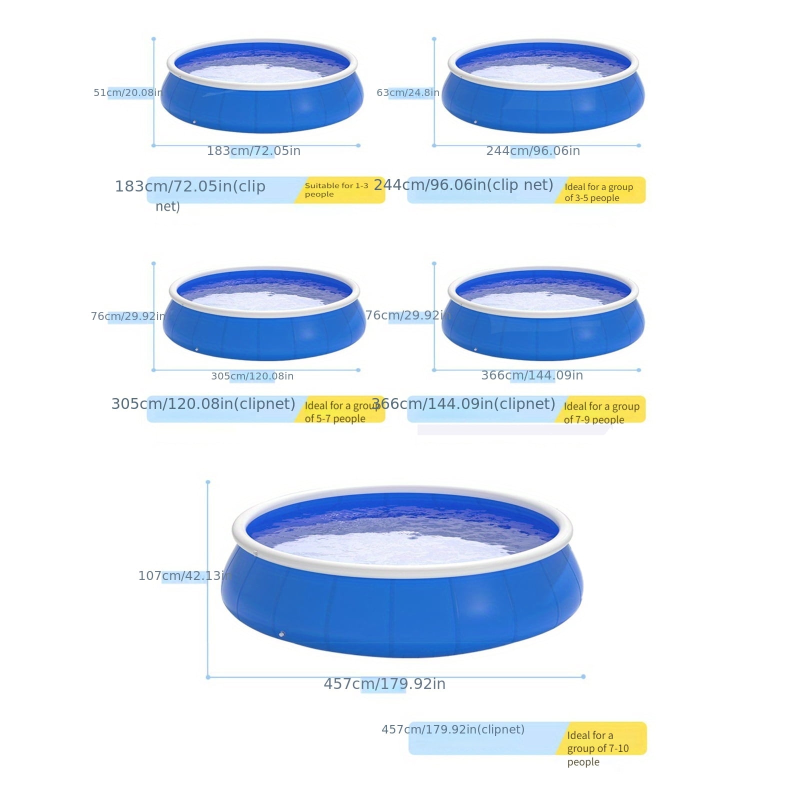 Multi-size Super Large Round Inflatable Pool Dish Swimming Pool, Inflatable Floor Swimming Pool In Sheung Wan, PVC Material, Durable Mesh Fabric, Family Outdoor Garden Party