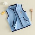 thumbnail image 5 of RUINIXCW Toddler Baby Boy Girl Thin Fleece Vest Jacket Infant Boy Fall Winter Clothes Zip Up Stand Collar Goose Embroidery Sleeveless Jacket Pocket, 5 of 10