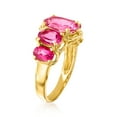 thumbnail image 3 of Ross-Simons 4.58 ct. t.w. Pink Topaz 5-Stone Ring in 18kt Gold Over Sterling, Women's, Adult, 3 of 5