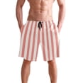 thumbnail image 4 of Dailycode Men's Quick Dry Swim Trunks Beach Shorts Casual Summer Board Shorts with Pockets, Pinkish Red and White Stripes, 4 of 8