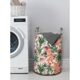 thumbnail image 3 of Botanical Laundry Bag, Natural Theme Various Leaves Pattern Colorful Tropical Plants Print, Basket with Handles Drawstring Closure for Laundromats, 13" x 19", Reseda Green and Salmon, by Ambesonne, 3 of 4
