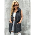 thumbnail image 4 of Eilly Bazar Black Puffer Vest Coat for Women Sleeveless Female Flap Pocket Zip Up Coat M, 4 of 5